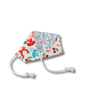 Load image into Gallery viewer, Ribbon &amp; Liberty reversible dog bandana with soft macrame cord tie closure. Free personalization

