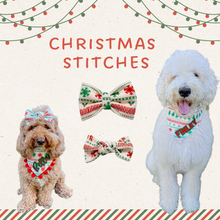 Load image into Gallery viewer, Christmas thermal Bow Tie made with Alligator hair clip, over the collar or elastic headband
