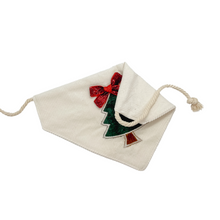 Load image into Gallery viewer, Ivory Corduroy Velvet Tree Applique Dog Bandana with Soft Macrame Cord Tie Closure (look for matching bow tie/ hair bow)
