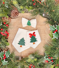 Load image into Gallery viewer, Ivory Corduroy Velvet Tree Applique Dog Bandana with Soft Macrame Cord Tie Closure (look for matching bow tie/ hair bow)
