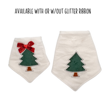 Load image into Gallery viewer, Ivory Corduroy Velvet Tree Applique Dog Bandana with Soft Macrame Cord Tie Closure (look for matching bow tie/ hair bow)
