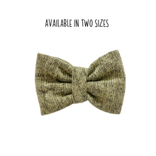 Load image into Gallery viewer, Green cable knit Bow Tie made with Alligator hair clip, over the collar or elastic headband
