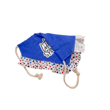 Load image into Gallery viewer, Little Sparkler or Little Firecracker dog bandana with soft macrame cord tie closure available with or without ribbon ruffle trim (Look for matching hair bow)
