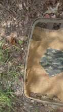 Load and play video in Gallery viewer, Woodland Camo In Green reversible dog bandana with soft macrame cord tie closure. Free Personalization available
