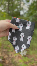 Load and play video in Gallery viewer, Boo + Bark reversible dog bandana with soft macrame cord tie closure. Free Personalization available
