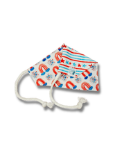 Load image into Gallery viewer, Star Spangled reversible dog bandana with soft macrame cord tie closure. Free personalization
