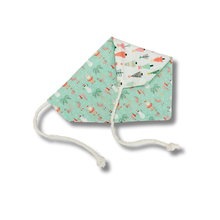 Load image into Gallery viewer, Pastel trees and beach Santa Christmas reversible dog bandana with soft macrame cord tie closure FREE Personalization
