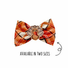 Load image into Gallery viewer, Orange plaid Bow Tie with optional &quot;Turkey&quot; Feltie
