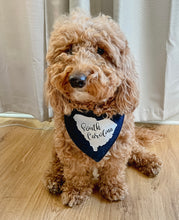 Load image into Gallery viewer, State of South Carolina with script words dog bandana with soft macrame cord tie closure
