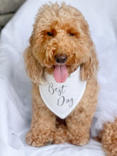 Load image into Gallery viewer, Best Dog Wedding Bandana with soft macrame cord tie closure

