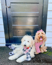 Load image into Gallery viewer, Red  Houndstooth Flannel Adjustable Dog Scarf FREE PERSONALIZATION
