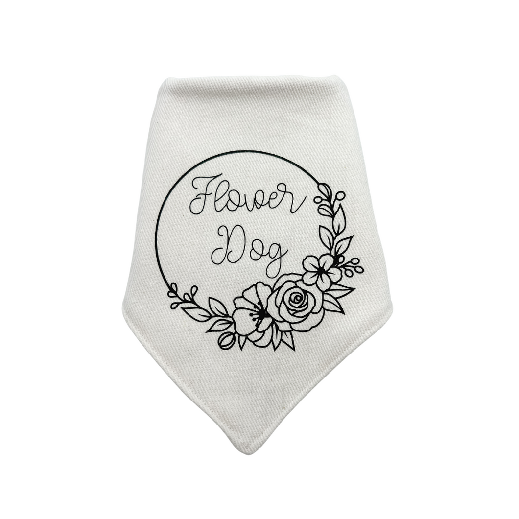 Flower Dog Wedding Bandana with soft macrame cord tie closure