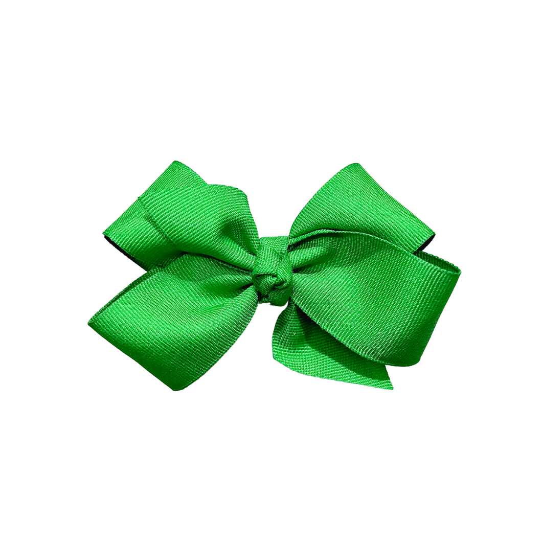 Green 1.5in Grosgrain Hairbow  Made with an alligator Hairclip or elastic headband