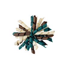 Load image into Gallery viewer, Fall Green and Brown Korker Ribbon Hair Bow  Made with an  Alligator  hairclip or elastic headband
