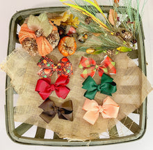 Load image into Gallery viewer, Little Pumpkin 1.5 in Grosgrain Hair bow  Made with an  Alligator  Hair clip or elastic headband
