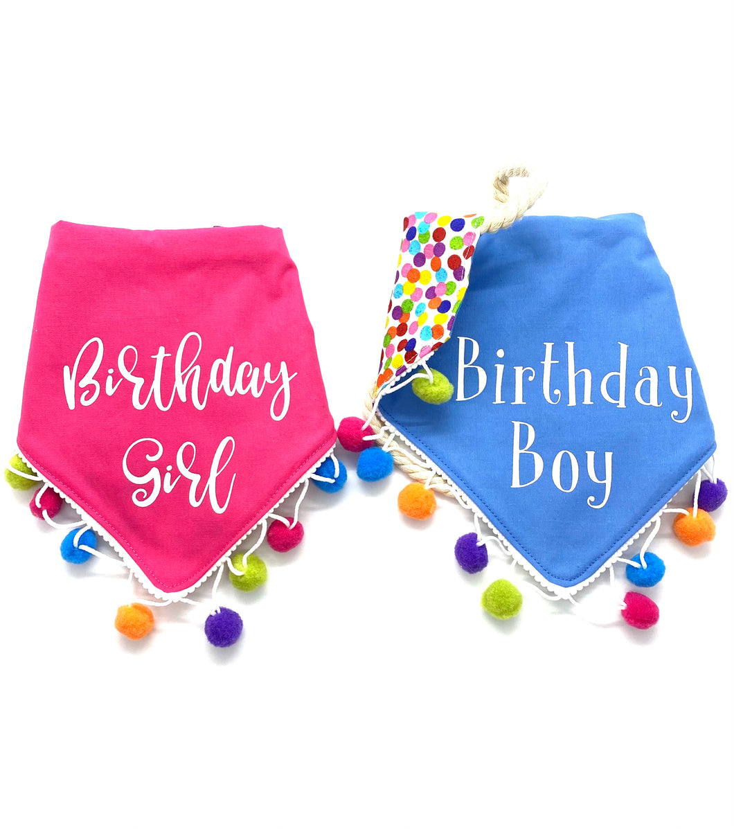 It's My Birthday Dog Bandana with Soft Macrame Cord Tie Closure