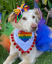 Load image into Gallery viewer, Rainbow Korker Ribbon Hair Bow Made with an Alligator Hair clip or elastic headband
