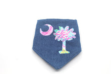 Load image into Gallery viewer, Palmetto Tree Machine Appliqué Dog Bandana with Soft Macrame Cord Tie Closure
