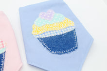 Load image into Gallery viewer, Boy and Girl Pup Cake Applique Dog Bandana with Soft Macrame Cord Tie Closure

