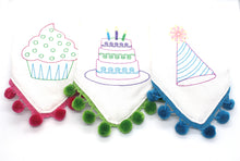 Load image into Gallery viewer, Time To Pawty Dog Bandana with Soft Macrame Cord Tie Closure You Choose Design
