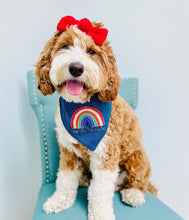 Load image into Gallery viewer, Be The Rainbow Machine Applique Dog Bandana with Soft Macrame Cord Tie Closure
