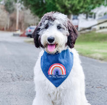 Load image into Gallery viewer, Be The Rainbow Machine Applique Dog Bandana with Soft Macrame Cord Tie Closure
