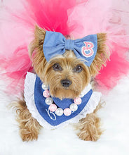 Load image into Gallery viewer, Lightweight Denim Cotton Bow Tie- Optional Over the Collar or Hair Bow- Optional Letter Added
