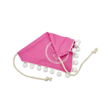 Load image into Gallery viewer, Lil Brother/ Lil Sister Circle Design dog bandana with soft macrame cord tie closure. Available with optional pom trim
