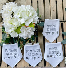 Load image into Gallery viewer, My Humans/ Mom&amp;Dad/ Moms/ Dads Wedding Bandana with soft macrame cord tie closure
