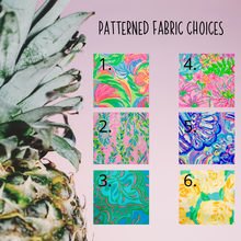 Load image into Gallery viewer, Pineapple Machine Appliqué Dog Bandana with Soft Macrame Cord Tie Closure

