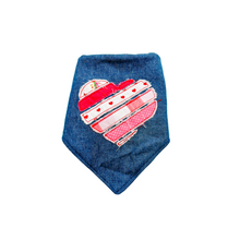 Load image into Gallery viewer, Raggy Heart applique dog bandana with soft macrame cord tie closure
