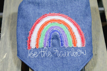 Load image into Gallery viewer, Be The Rainbow Machine Applique Dog Bandana with Soft Macrame Cord Tie Closure
