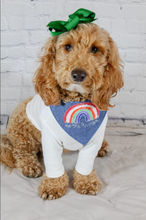 Load image into Gallery viewer, Be The Rainbow Machine Applique Dog Bandana with Soft Macrame Cord Tie Closure
