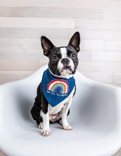 Load image into Gallery viewer, Be The Rainbow Machine Applique Dog Bandana with Soft Macrame Cord Tie Closure
