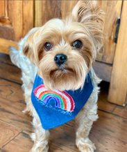 Load image into Gallery viewer, Be The Rainbow Machine Applique Dog Bandana with Soft Macrame Cord Tie Closure
