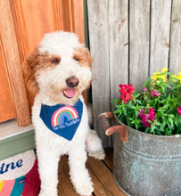 Load image into Gallery viewer, Be The Rainbow Machine Applique Dog Bandana with Soft Macrame Cord Tie Closure
