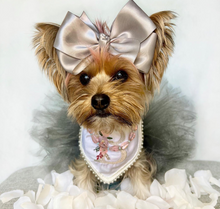 Load image into Gallery viewer, Floral Monogram Machine Embroidered Dog Bandana with Soft Macrame Cord Tie Closure. Choose your letter. Available in three colors
