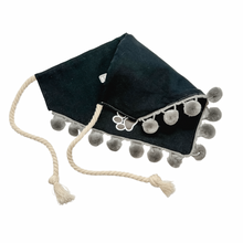 Load image into Gallery viewer, Tailgates, Touchdowns and Treatos dog bandana with soft macrame cord tie closure available with or without pom trim
