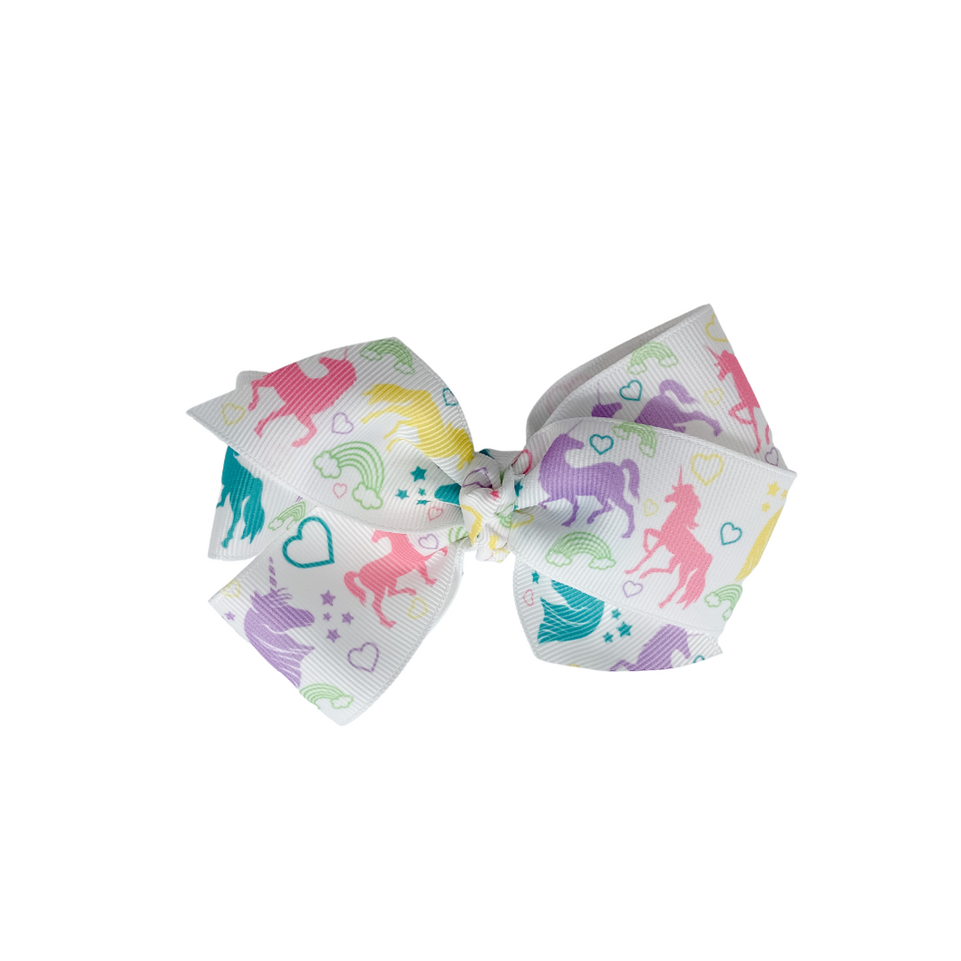 Unicorn Grosgrain 1.5in Grosgrain Hairbow  Made with an  Alligator  Hairclip or elastic headband