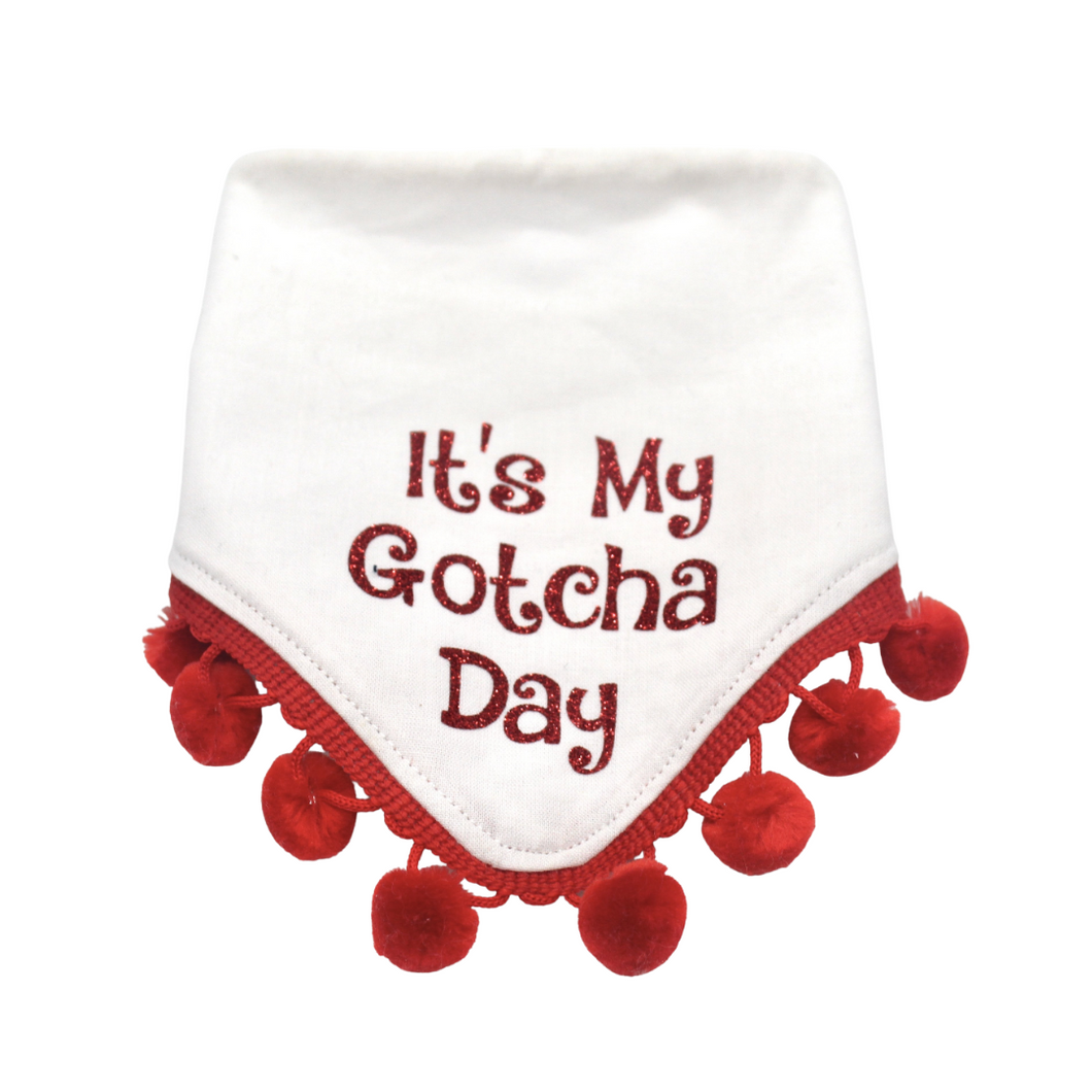 It's my Gotcha Day Dog Bandana with Soft Macrame Cord Tie Closure