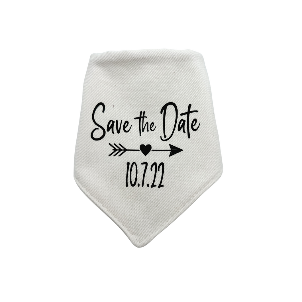 Save the Date Custom Wedding Bandana with soft macrame cord tie closure