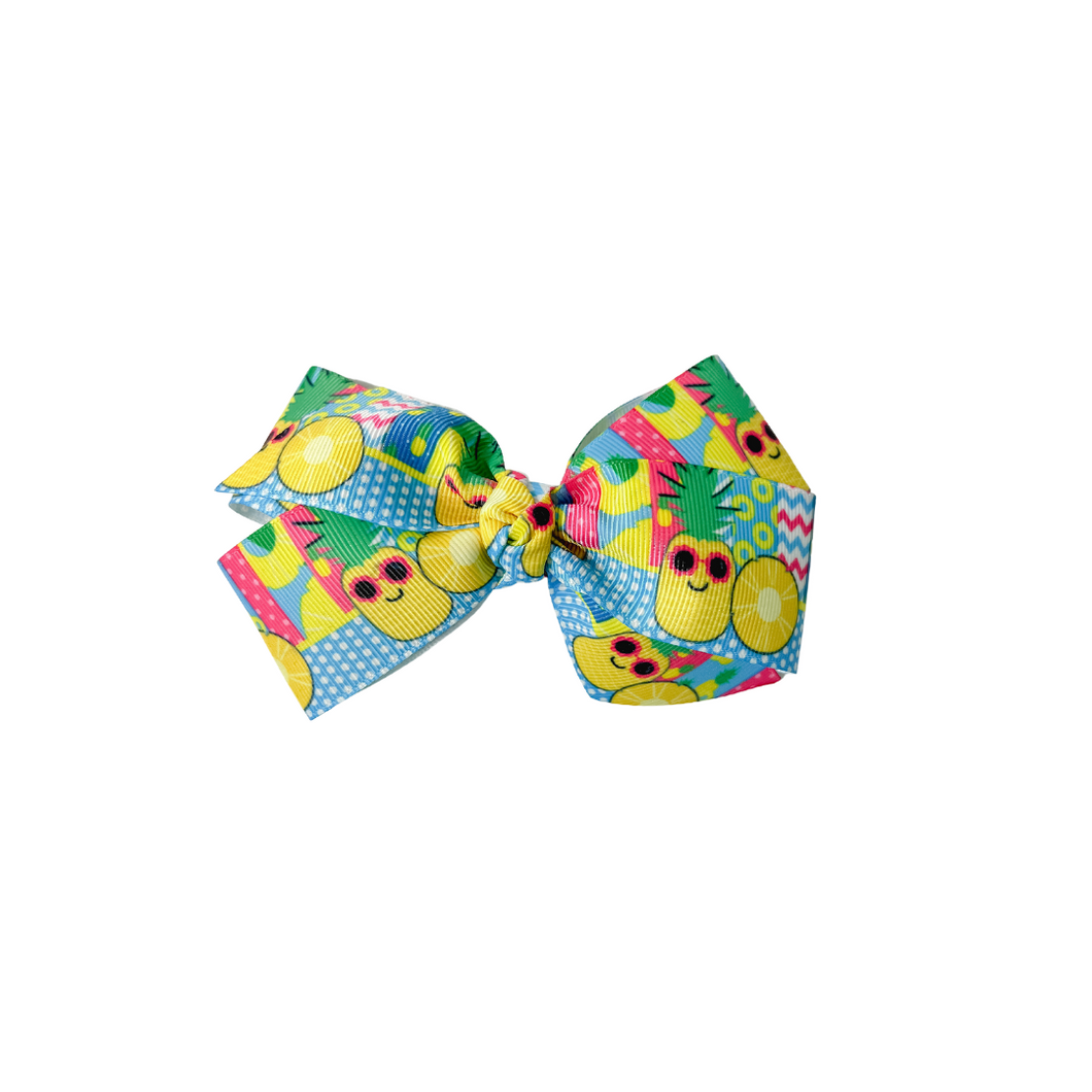 Pineapple Party 1.5in Grosgrain Hair bow  Made with an alligator Hair clip or elastic headband
