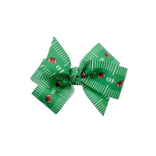 Load image into Gallery viewer, Green Yard LIne 1.5in Grosgrain Hairbow  Made with an  Alligator  Hairclip or elastic headband
