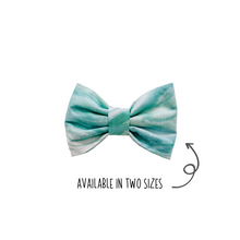 Load image into Gallery viewer, Green tie dye Bow Tie made with Alligator hair clip, over the collar or elastic headband (2 sizes available)
