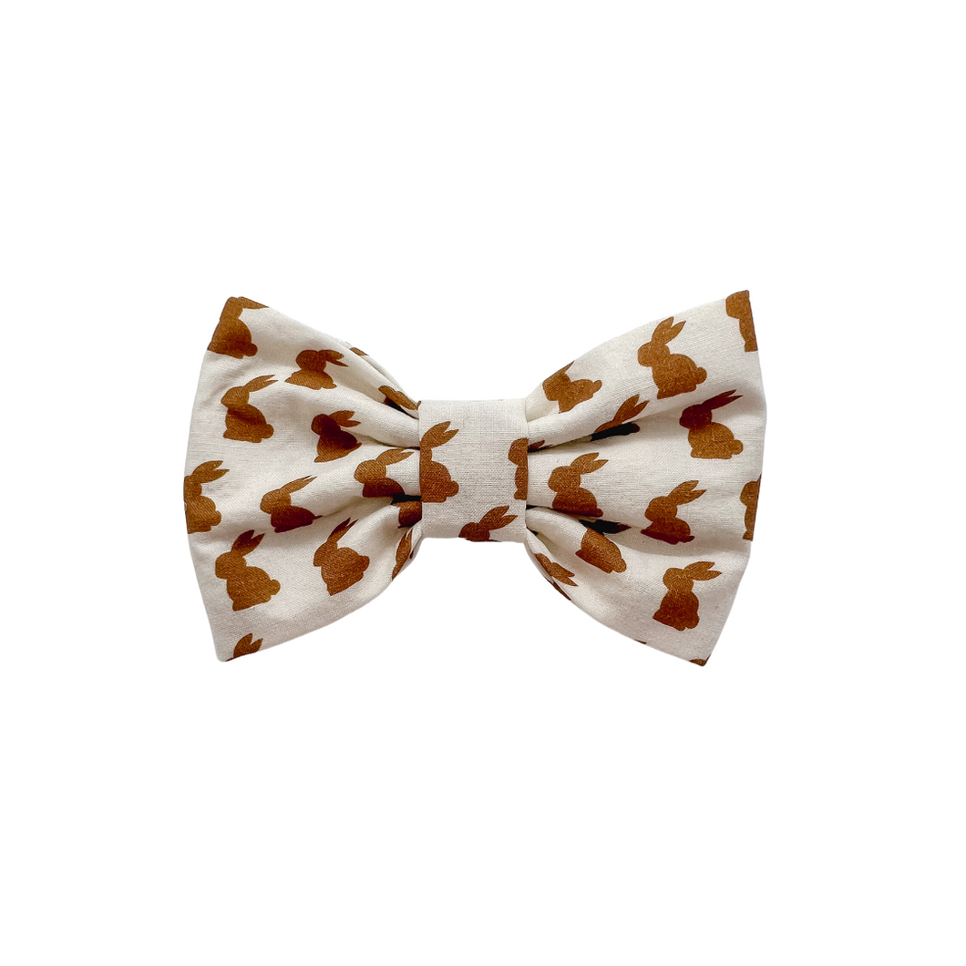 Chocolate bunny Bow Tie made with Alligator hair clip, over the collar or elastic headband (2 sizes available)