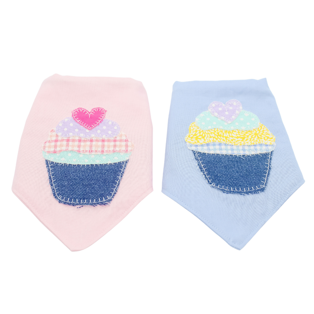 Boy and Girl Pup Cake Applique Dog Bandana with Soft Macrame Cord Tie Closure