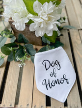 Load image into Gallery viewer, Dog of Honor Wedding Bandana with soft macrame cord tie closure
