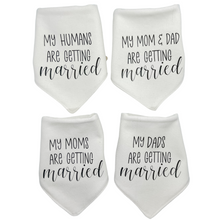 Load image into Gallery viewer, My Humans/ Mom&amp;Dad/ Moms/ Dads Wedding Bandana with soft macrame cord tie closure
