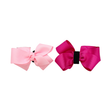 Load image into Gallery viewer, Pink 1.5in Grosgrain Hair bow  Made with an alligator Hair clip or elastic headband- Now Available over the collar
