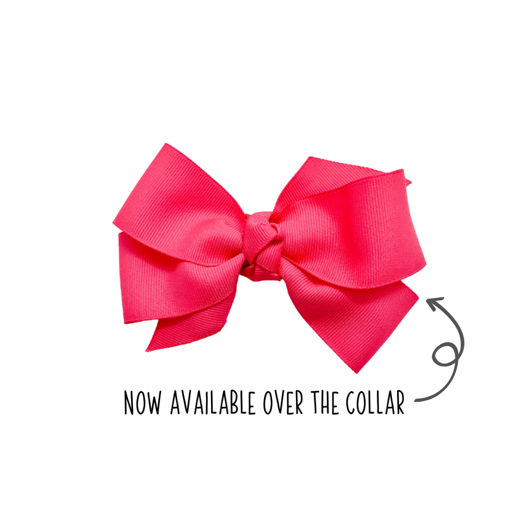 Hot Pink 1.5 in Grosgrain Hair bow  Made with an Alligator Hair clip or elastic headband- Now Available over the collar